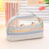 Kawaii Double Layer Pencil Case Large Transparent Stationery