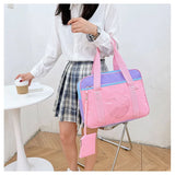 Heart PU Leather Laptop Bag Pastel Handbag Top Handle Japanese Style School Bag