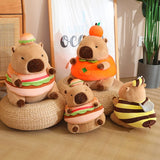 Kawaii Snack Attack: Hamburger Capybara Dog Pig Capibaras Pizza Bubble Tea Cushion Plush