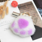 Cat Paw Fur Pom Pom Pendant Keychain