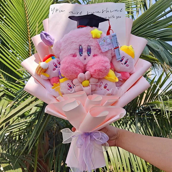 Kawaii Pink Graduation Kirby Plush Bouquet