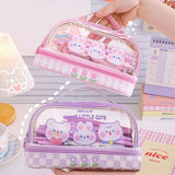 Kawaii Double Layer Pencil Case Large Transparent Stationery