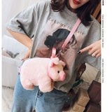 Pink Pig Plush Crossbody Bag