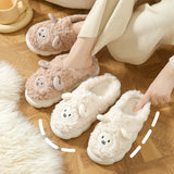 Plush Alpaca Sheep Lamb Warm Fluffy Faux Fur Slippers