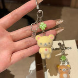 San-X Rilakkuma & Korilakkuma Flocking Pendant Set Phone Charm Keychain