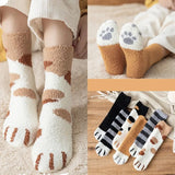 Fluffy Fuzzy Animal Cat Paw Print Socks Warm for Winter and Cold Weather