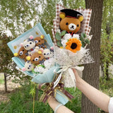 San-X Rilakkuma Korilakkuma Teddy Bear Plush Toy Flower Bouquet Gift Box