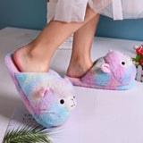 Fuzzy Slippers Plush Warm Shoes Cute Alpaca Cozy Home Slides Pink Brown Multicoloured
