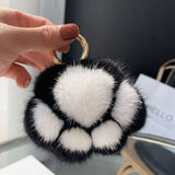 Cat Paw Fur Pom Pom Pendant Keychain