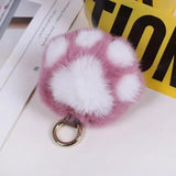 Cat Paw Fur Pom Pom Pendant Keychain