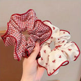 Red Cute Dot Plaid Scrunchies Hair Bands