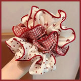 Red Cute Dot Plaid Scrunchies Hair Bands