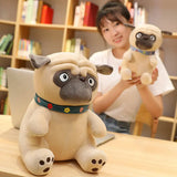 3D Brown Pug Plushie With Green Collar.