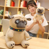 3D Brown Pug Plushie With Green Collar - LoveJojo