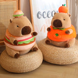 Kawaii Snack Attack: Hamburger Capybara Dog Pig Capibaras Pizza Bubble Tea Cushion Plush