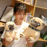 3D Brown Pug Plushie With Green Collar - LoveJojo