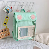 Transparent Window Backpack Bag Rucksack Cat Paws Kawaii Japanese