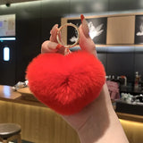 Plush Heart Keychain Love Keyring Fuzzy Love Ball Pendant Pom Pom