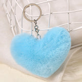 Plush Heart Keychain Love Keyring Fuzzy Love Ball Pendant Pom Pom