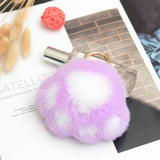Cat Paw Fur Pom Pom Pendant Keychain