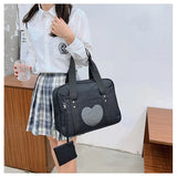 Heart PU Leather Laptop Bag Pastel Handbag Top Handle Japanese Style School Bag