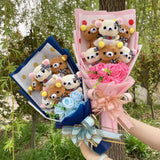 San-X Rilakkuma Korilakkuma Teddy Bear Plush Toy Flower Bouquet Gift Box