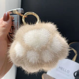 Cat Paw Fur Pom Pom Pendant Keychain