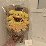 Sanrio Kawaii Pom Pom Purin Plush Bouquet Cute Soft Stuffed Toys Valentine's Day Graduation Birthday Gifts PomPomPurin Yellow