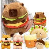 Kawaii Snack Attack: Hamburger Capybara Dog Pig Capibaras Pizza Bubble Tea Cushion Plush - LoveJojo