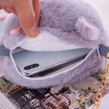 Hammy Hamster Plush Crossbody Bag with Gold Chain Handbag - LoveJojo