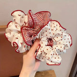 Red Cute Dot Plaid Scrunchies Hair Bands