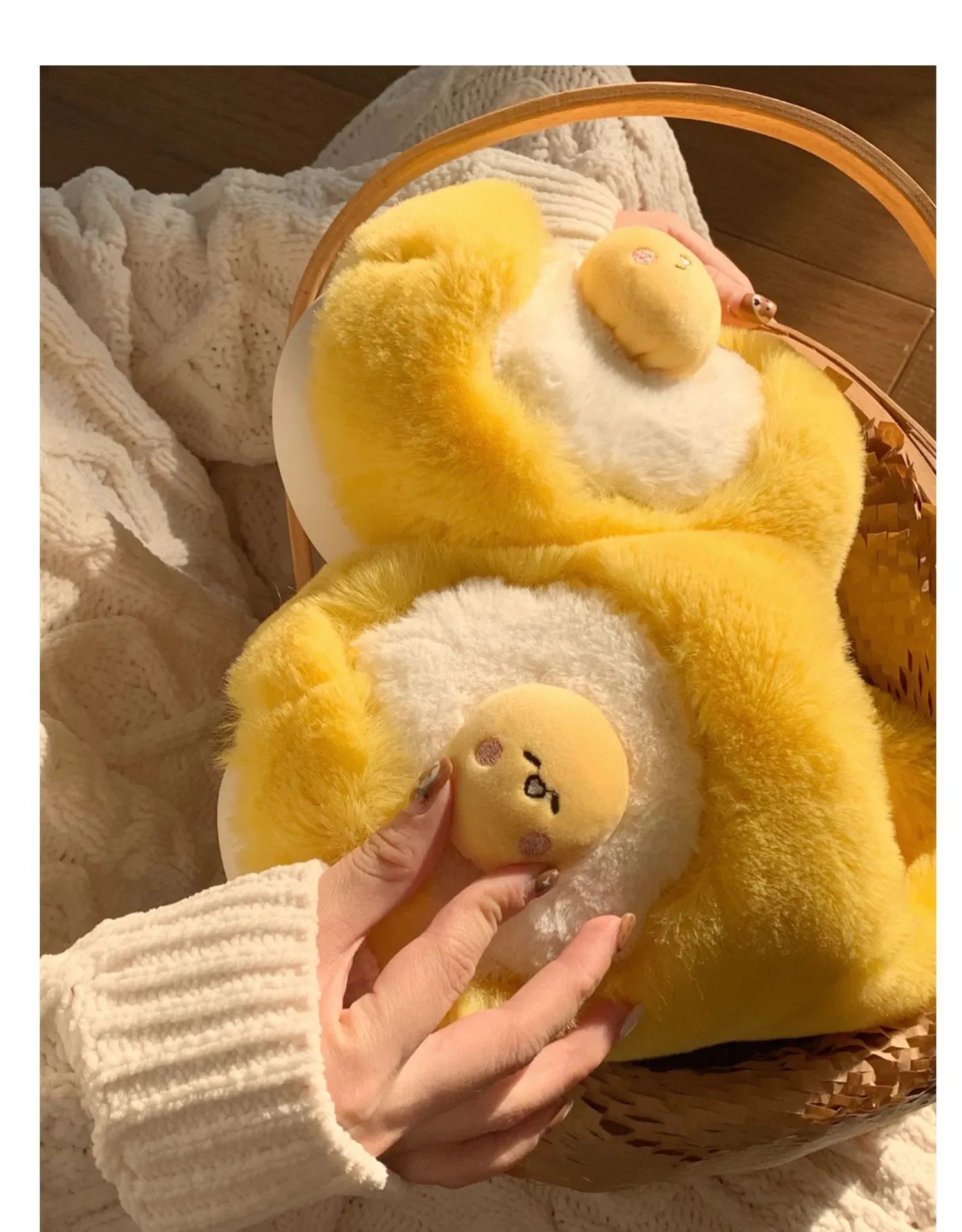 Sanrio Gudetama Cute Soft Fluffy Home Slippers Warm Plush Shoes LoveJojo
