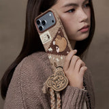 Genuine POP MART Hirono Road Journal Series-Knitted Patchwork iPhone Case for iPhone 17 Pro/ 17 Pro Max