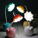 Flower LED Night Light Pen Pot Holder Lamp Pink