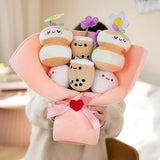 Kawaii Boba Flower Plush Toy Bouquet Bubble Tea Dolls Preserved Flowers Plushies Valentine's Day  Graduation Gift