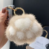Cat Paw Fur Pom Pom Pendant Keychain