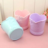 Floral Heart Pen Pot Organiser Tub Holder - Pink, Lilac, Blue