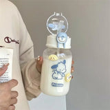Water Bottle With Straw Cup Kawaii Transparent 500ml Portable