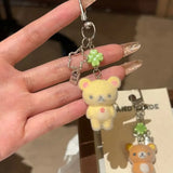 San-X Rilakkuma & Korilakkuma Flocking Pendant Set Phone Charm Keychain