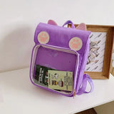 Transparent Window Backpack Bag Rucksack Cat Paws Kawaii Japanese
