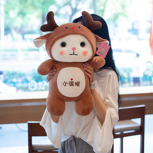 Cat Stuffed Animals Plush Toys Kawaii Soft Plushie Wearing Kigurumi