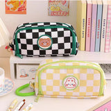 Kawaii Checkerboard Pencil Case Large Capacity