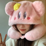 Kirby Kawaii Pink Hooded Travel Pillow