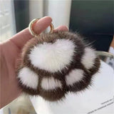 Cat Paw Fur Pom Pom Pendant Keychain