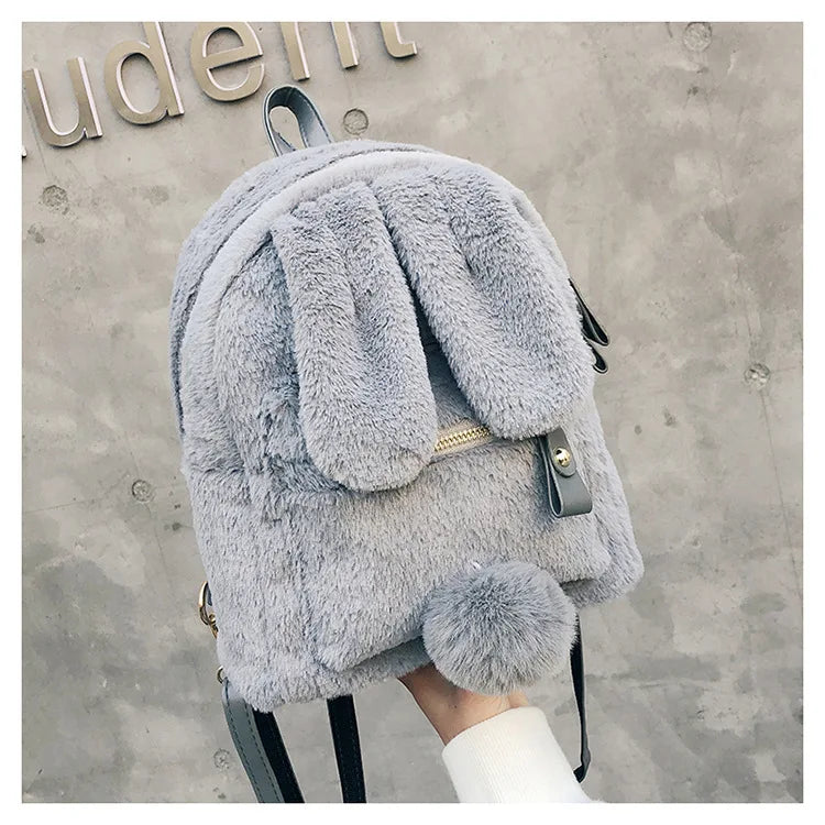 Faux Fur Mini Rabbit Ear Backpack LoveJojo