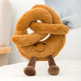 Pretzel Croissant Smiley Face Poached Egg Baguette Bread Plush Toy - LoveJojo