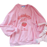 Harajuku Strawberry Milk Pink Sweatshirt Top Long-Sleeved - LoveJojo