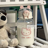 Water Bottle With Straw Cup Kawaii Transparent 500ml Portable