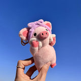Pink Pig Plush Selfcare Facial Skincare With Purple Headband