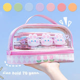 Kawaii Double Layer Pencil Case Large Transparent Stationery